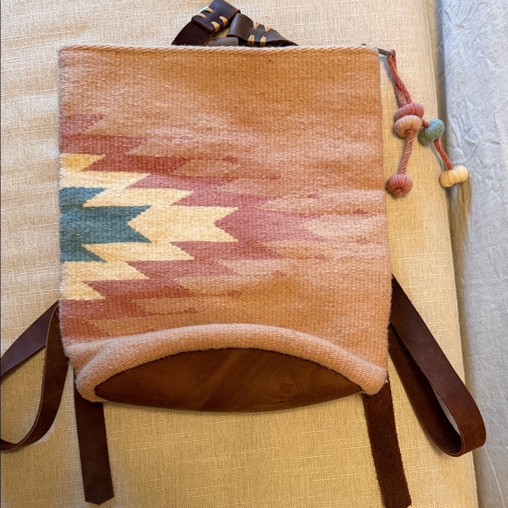 Bohemian Tan and Pink Backpack